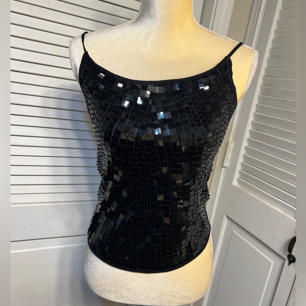 Vintage BEBE Black Sequin Women's Top